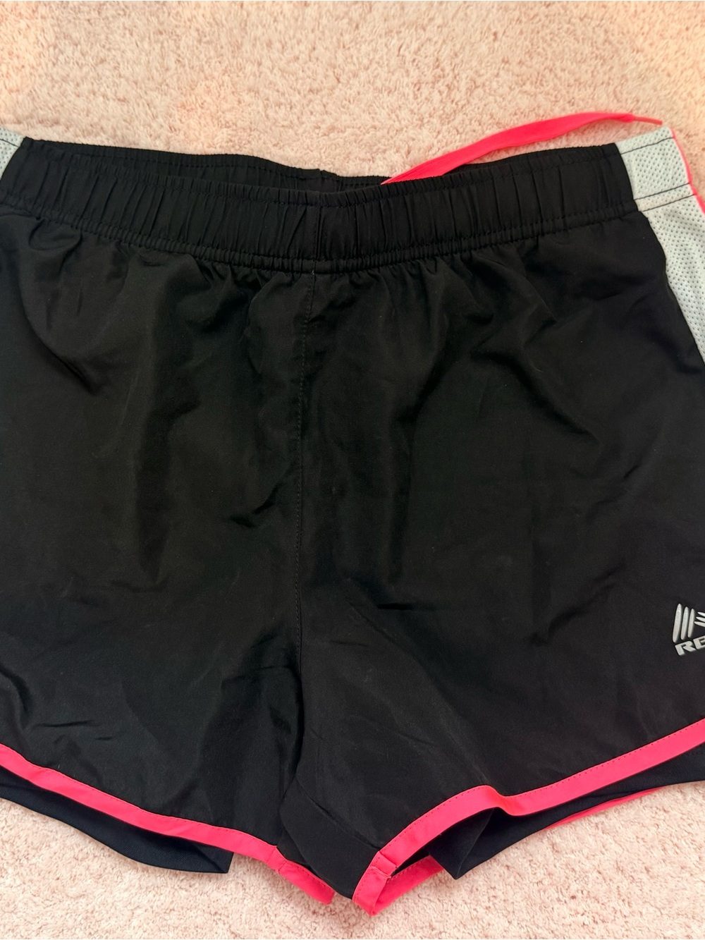 RBX Black Athletic Shorts with Pink Trim